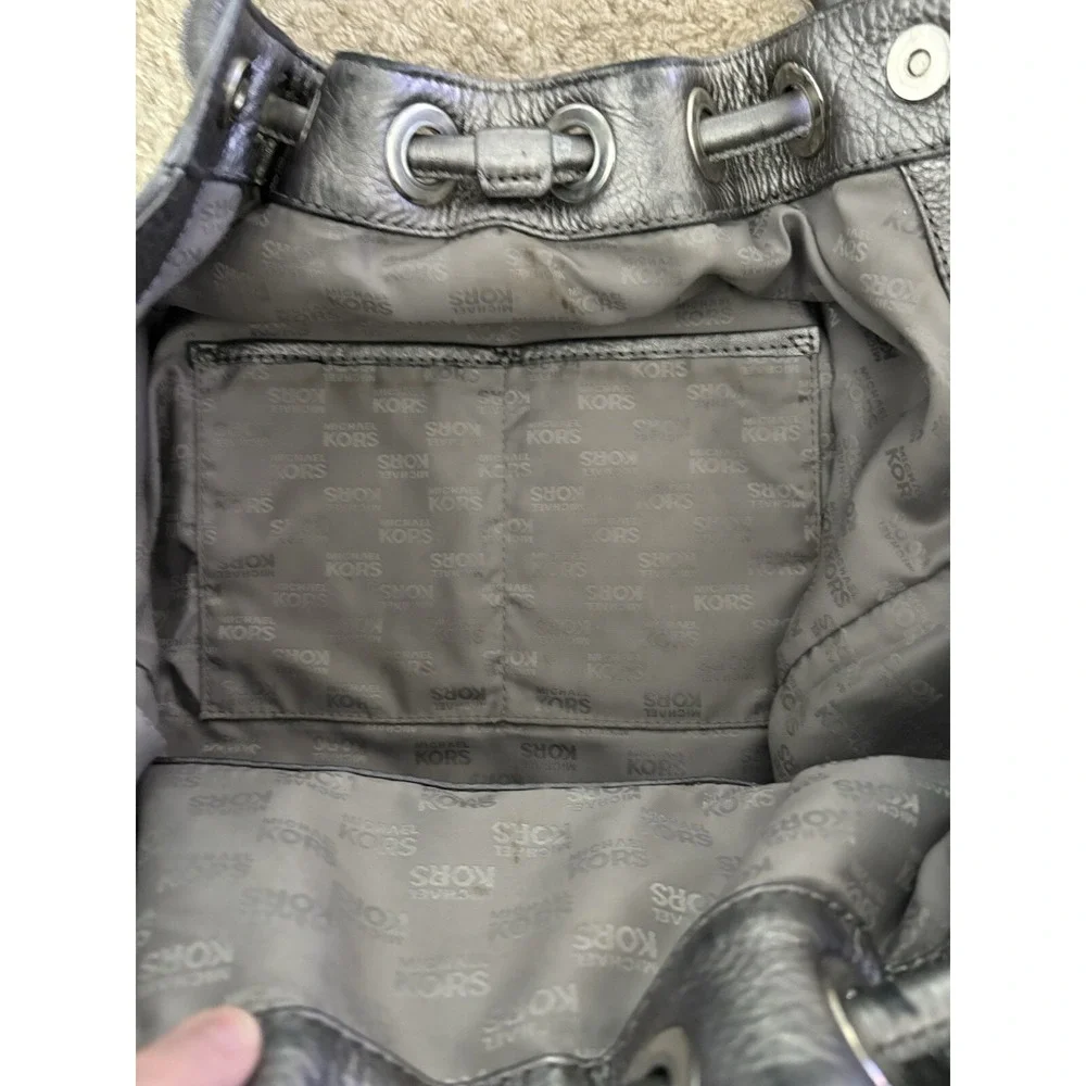Michael Kors Metallic Pewter Pebbled Leather Studded Double Handle Tote Handbag